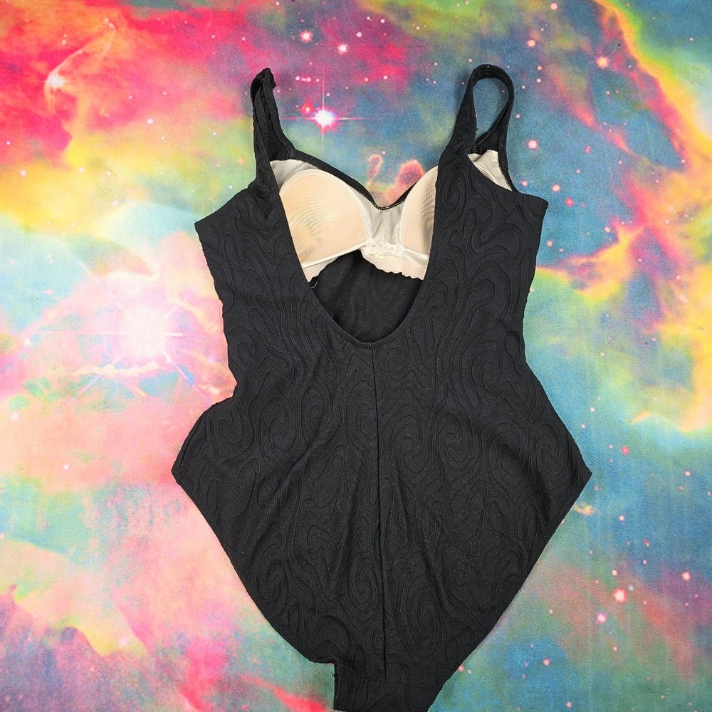 Body I D Maillot‎ Vintage Black Textured One Piece Swimsuit Bodysuit - Picture 3 of 11